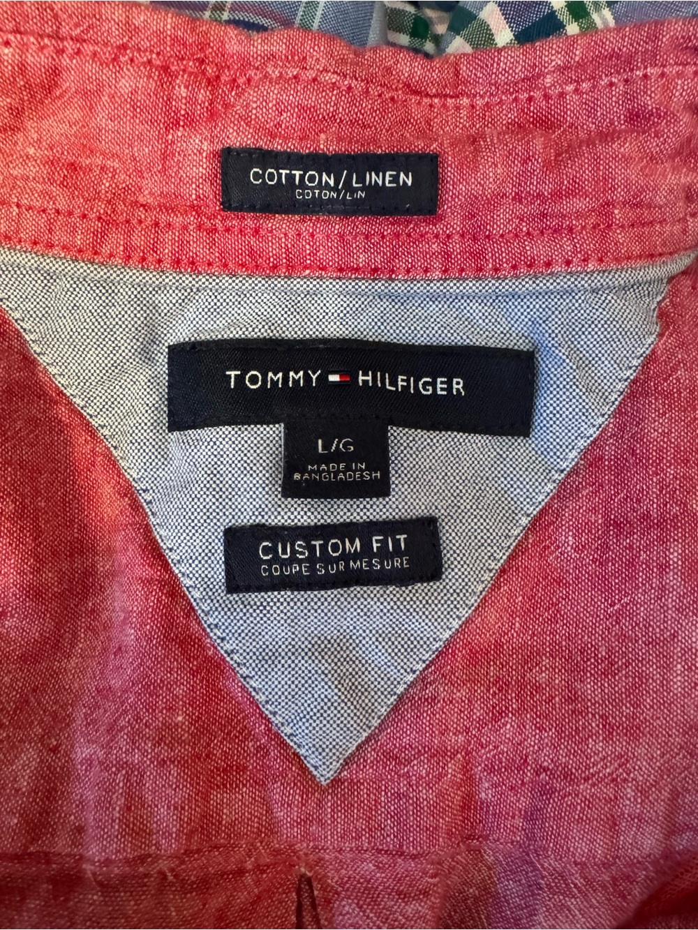 Tommy Hilfiger Red Short-Sleeve Cotton Linen Button-Down Shirt - Picture 8 of 10